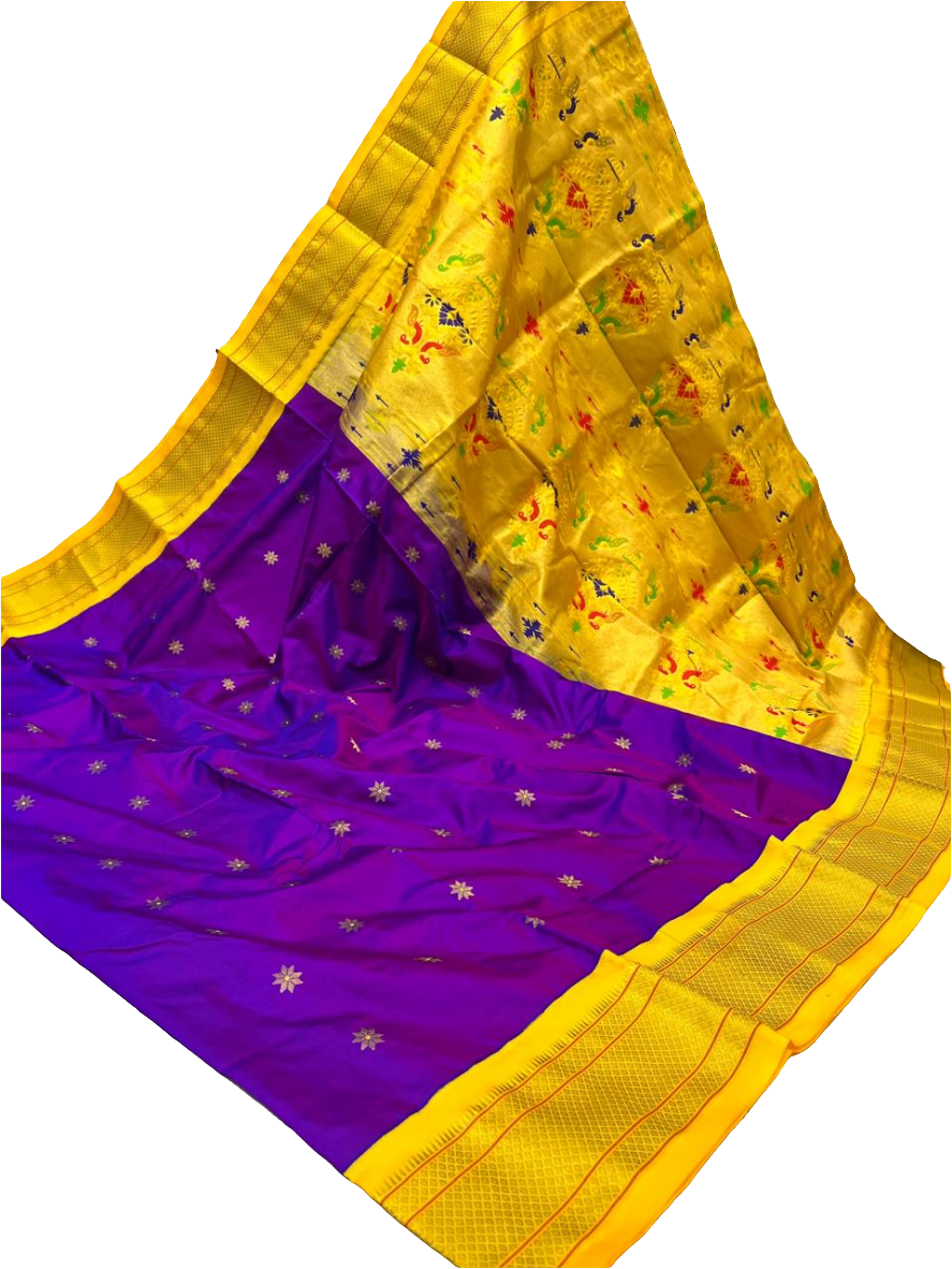 Kadiyal Paithani Pure Silk Saree | Traditional Designer Paithani with Contrast Border