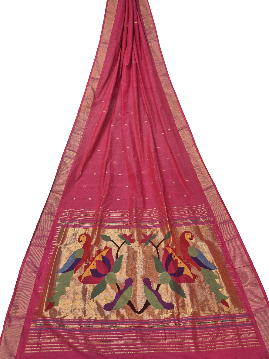 Handloom Fancy Pure Cotton Paithani Saree | Lightweight Traditional Cotton Paithani