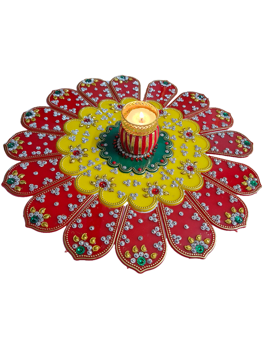 Diamond stone reusable Flower shape acrylic beautiful rangoli stickers 💫 size:13* inch