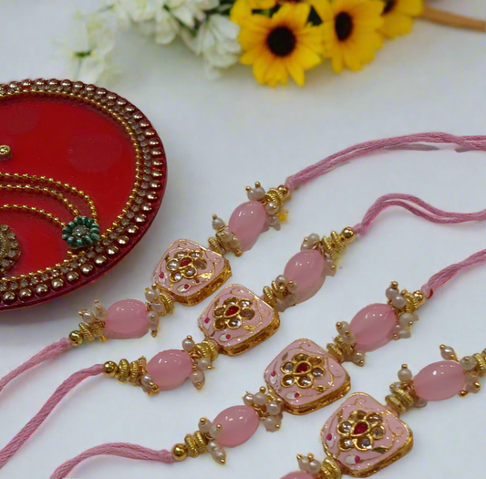 Pink Moha Meenakari Rakhi 💮(pack of 1)