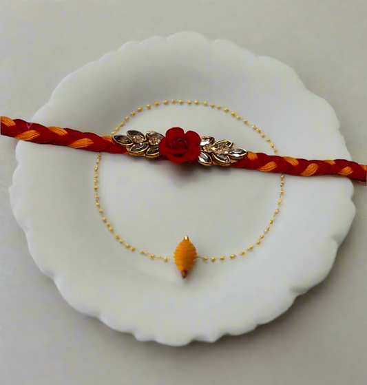 Traditional Moli flower stone kalawa rakhi pack of 1