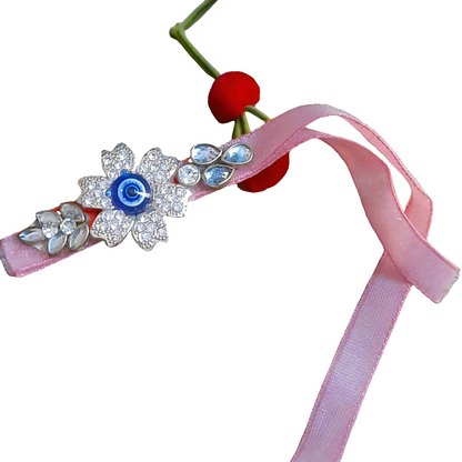 Beautiful handcrafted evil eye stone pink  Rakhi