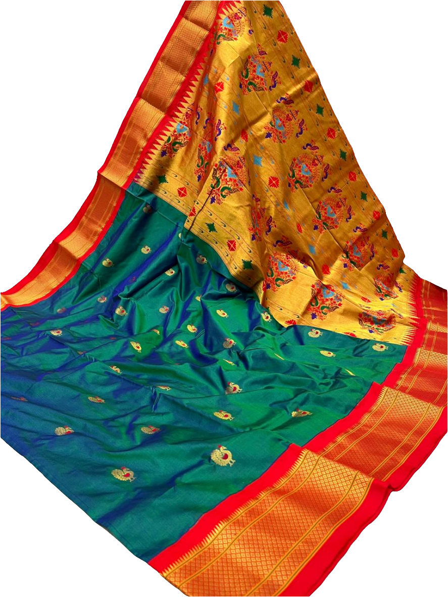 Kadiyal Border Peacock Design Pure Silk Paithani Saree | Designer Wedding Paithani