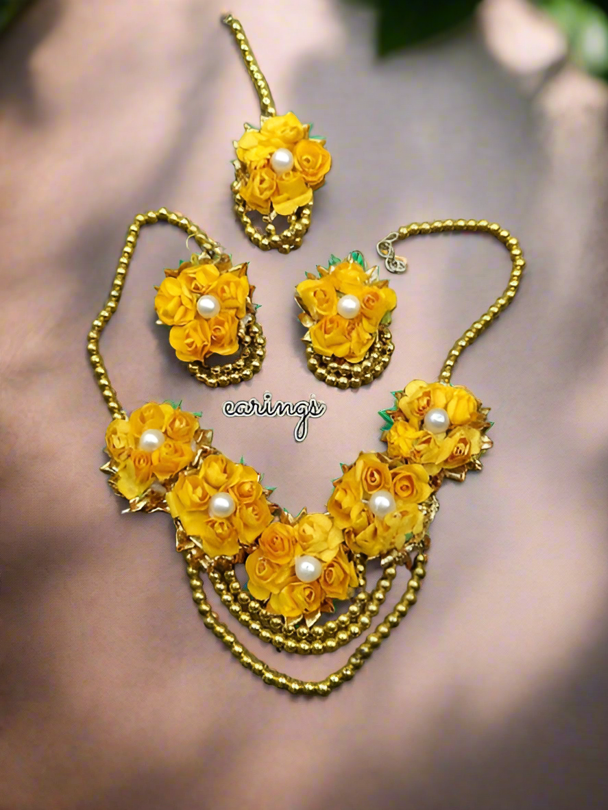 Floral Haldi Jewelry Set