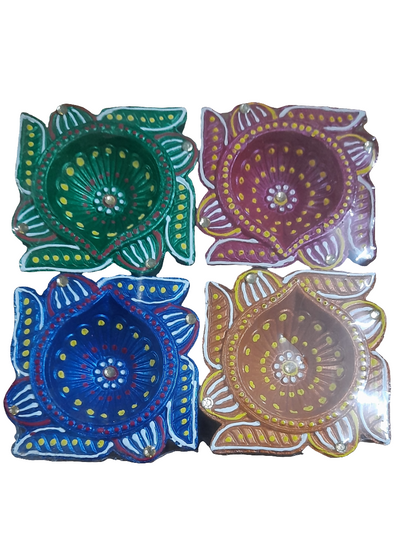 Traditional design swasthik terracotta Diya 🪔pack of 4  size 3*inch