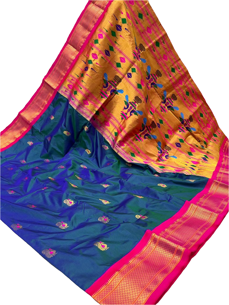 Kadiyal Border Peacock Design Pure Silk Paithani Saree | Designer Wedding Paithani