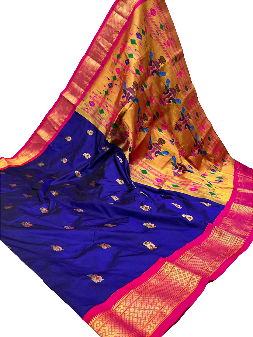 Kadiyal Border Peacock Design Pure Silk Paithani Saree | Designer Wedding Paithani