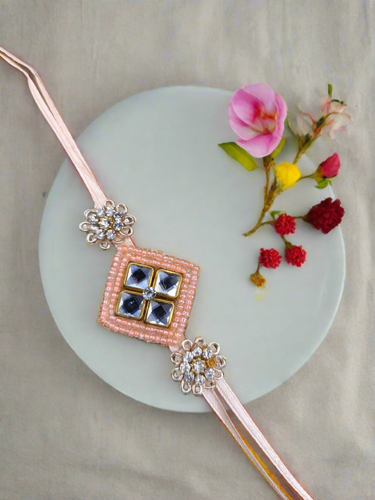 Handcrafted stone & pearl Rakhi