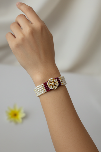 Kundan Work Bracelet Rakhi (Pack of 1)