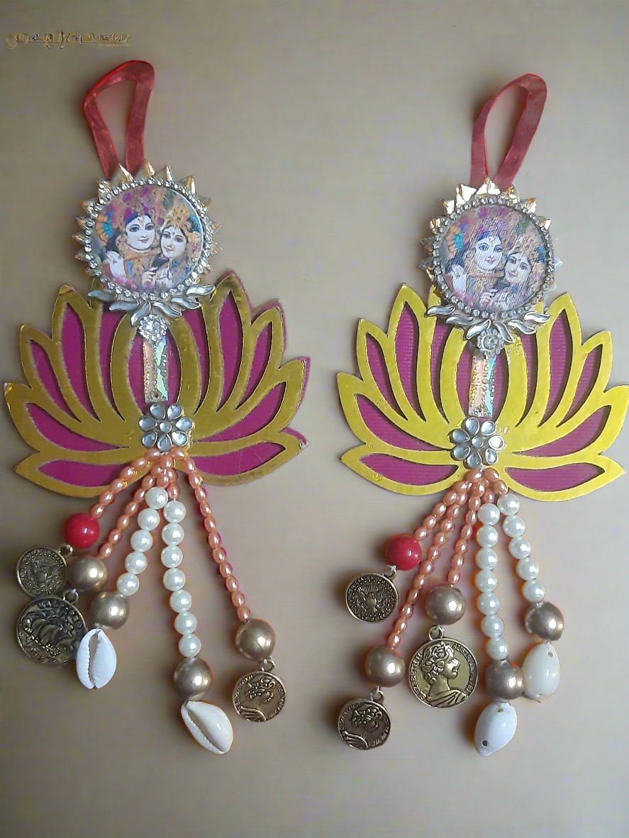 Radha Krishna lotus design Handcrafted Hanging 💫9.5*inch long