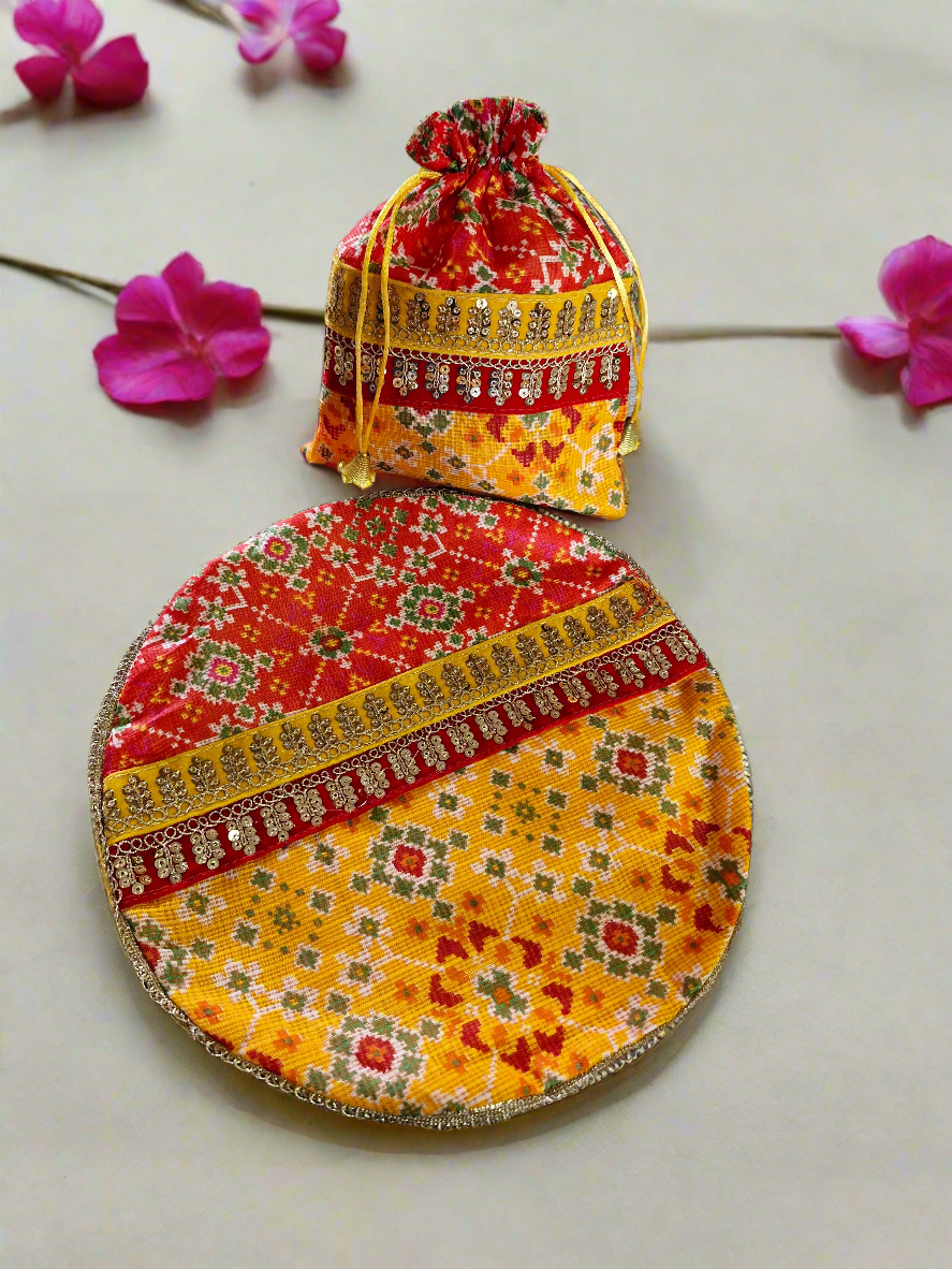 Traditional Lahriya Papad Mangodi Set – Pack of 10 | Handmade Potli with Papad Bag & Chain