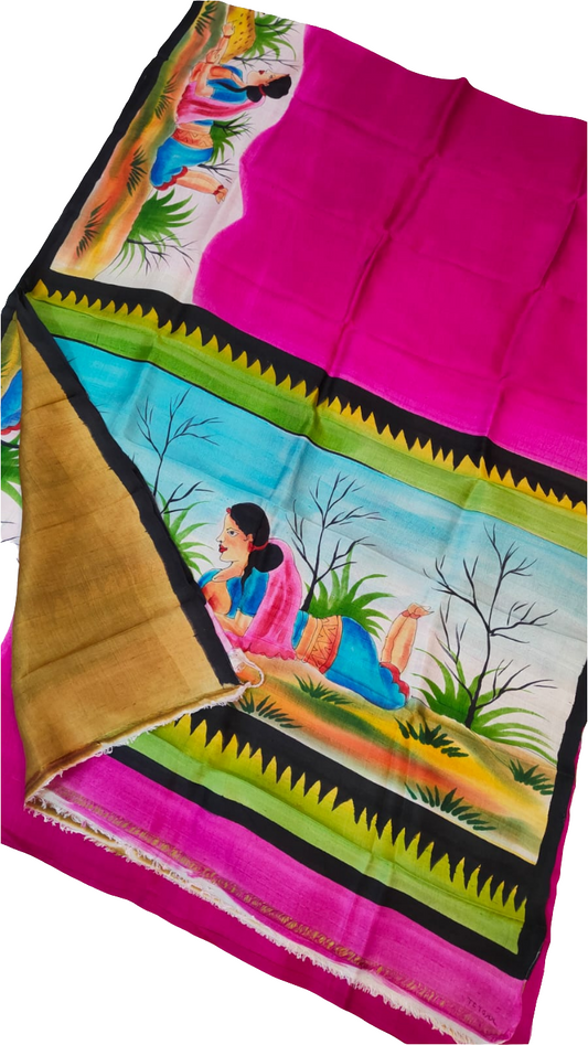 Rani multicolor printed Bishnupuri silk saree