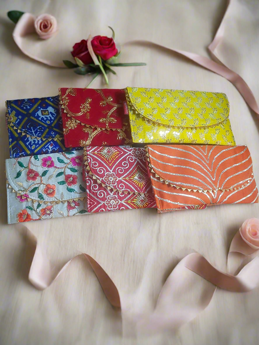 Sagun Money envelope / bag/ cluch for gifting 🌹💫 Assorted color size L 9* H 4.5* inch    pack of 1