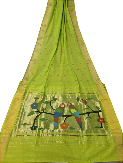 Handloom Fancy Pure Cotton Paithani Saree | Lightweight Traditional Cotton Paithani