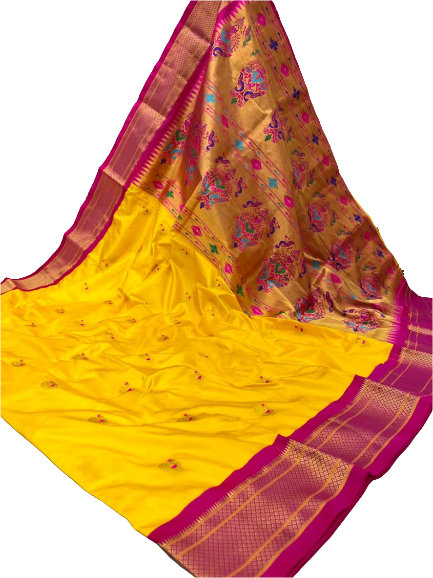 Kadiyal Border Peacock Design Pure Silk Paithani Saree | Designer Wedding Paithani