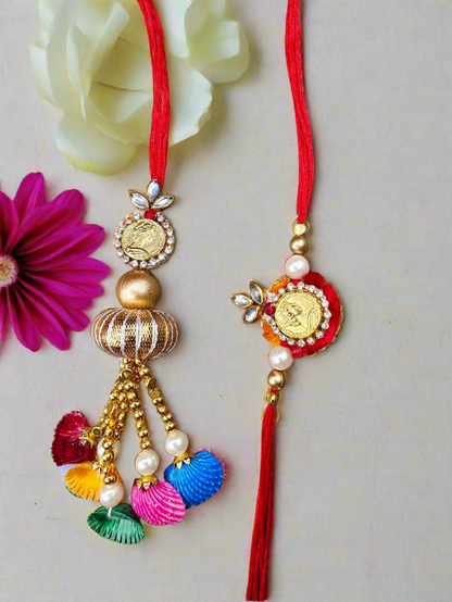 Touch of Tradition shell  Gota work Bhaiya Bhabhi Rakhi