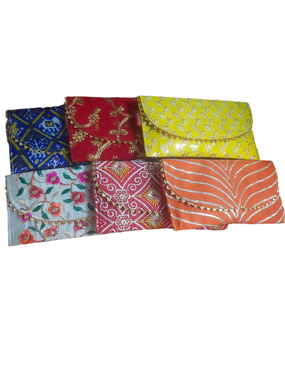 Sagun Money envelope / bag/ cluch for gifting 🌹💫 Assorted color size L 9* H 4.5* inch    pack of 1