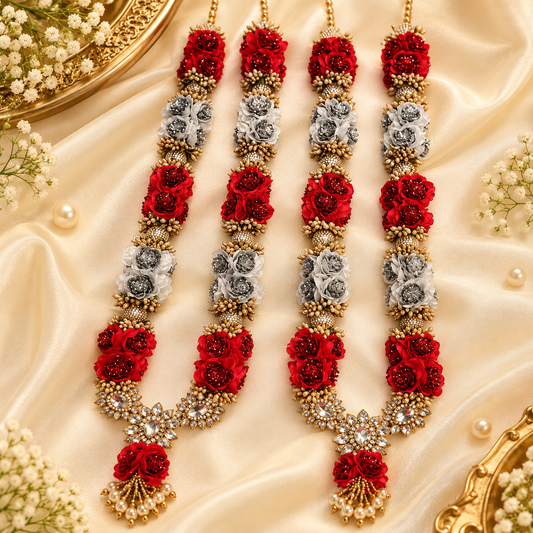 Bride and groom wedding Varmala garland set of 2 with decorative floral detailing, 24 inches each