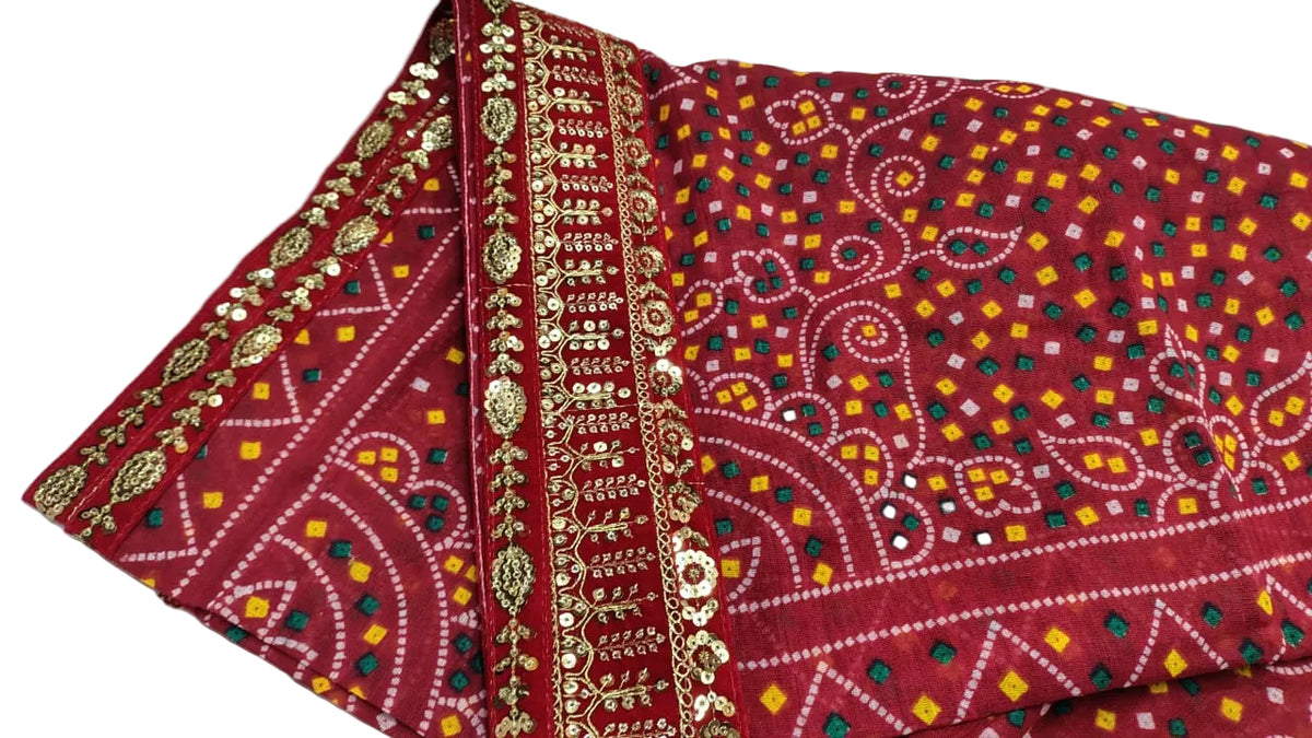 Traditional Cotton Chunri Odhna with Zari Sequin Work