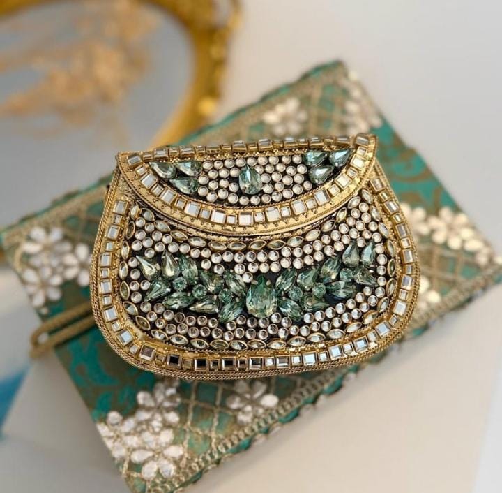Designer Kundan ethnic handbag for weddings and special occasions