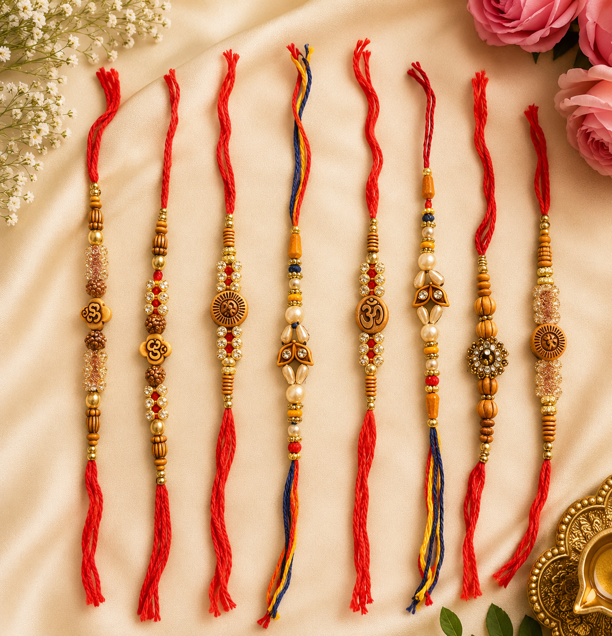 Designer Kundan Pearl and Stone Rakhi collection