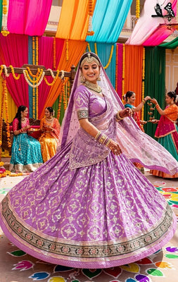 Designer Rajasthani Poshak in Crepe Silk – Royal Vintage Zari & Gotta Work