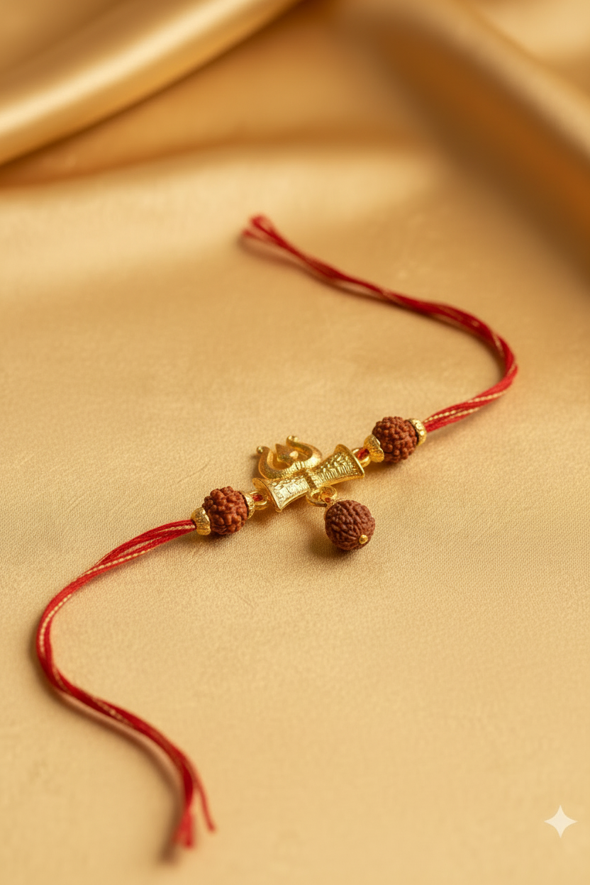 Divine Rudraksha Trishul Moli Rakhi for brother