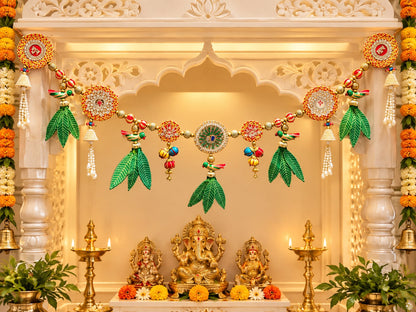 Diwali Toran with Peacock, Parrot and Mango Leaf decorative design