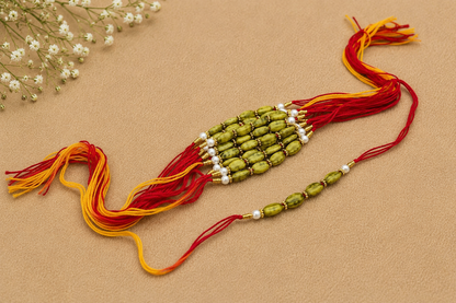 Elaichi Detailing Handcrafted Moli Kalawa Rakhi for Brother with Sacred Mauli Thread