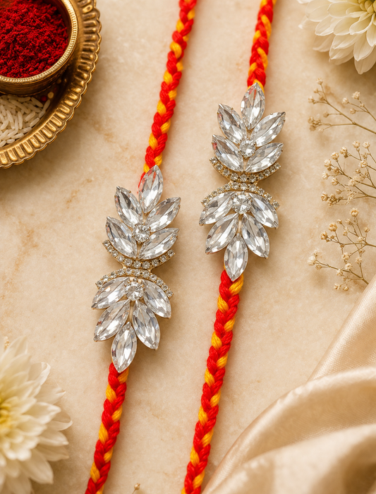 Elegant Leaf Stone Moli Kalawa Rakhi for brother