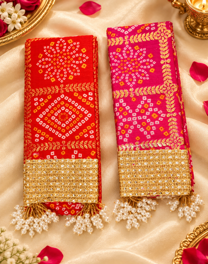 Traditional wedding swagat dupatta with decorative embroidery and embellished border for shaadi ceremonies