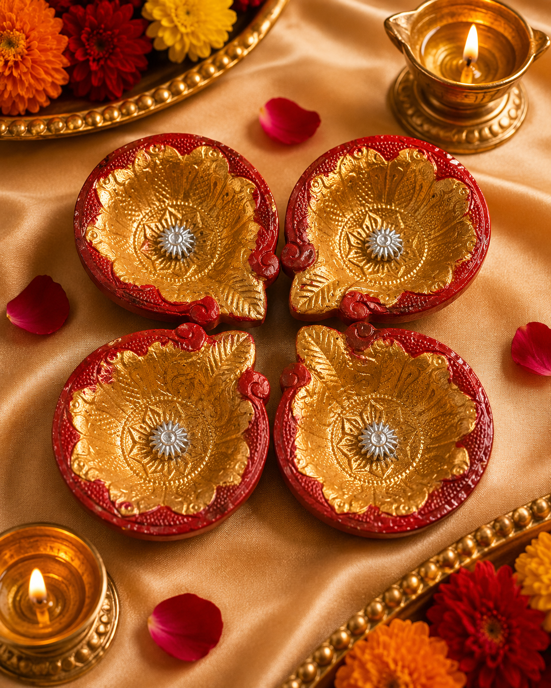 Traditional clay terracotta diya for Diwali and festive home decoration