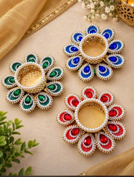 Handcrafted flower tealight candle holder