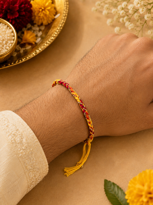 Golden beads Moli Kalawa Shubh Rakhi for brother
