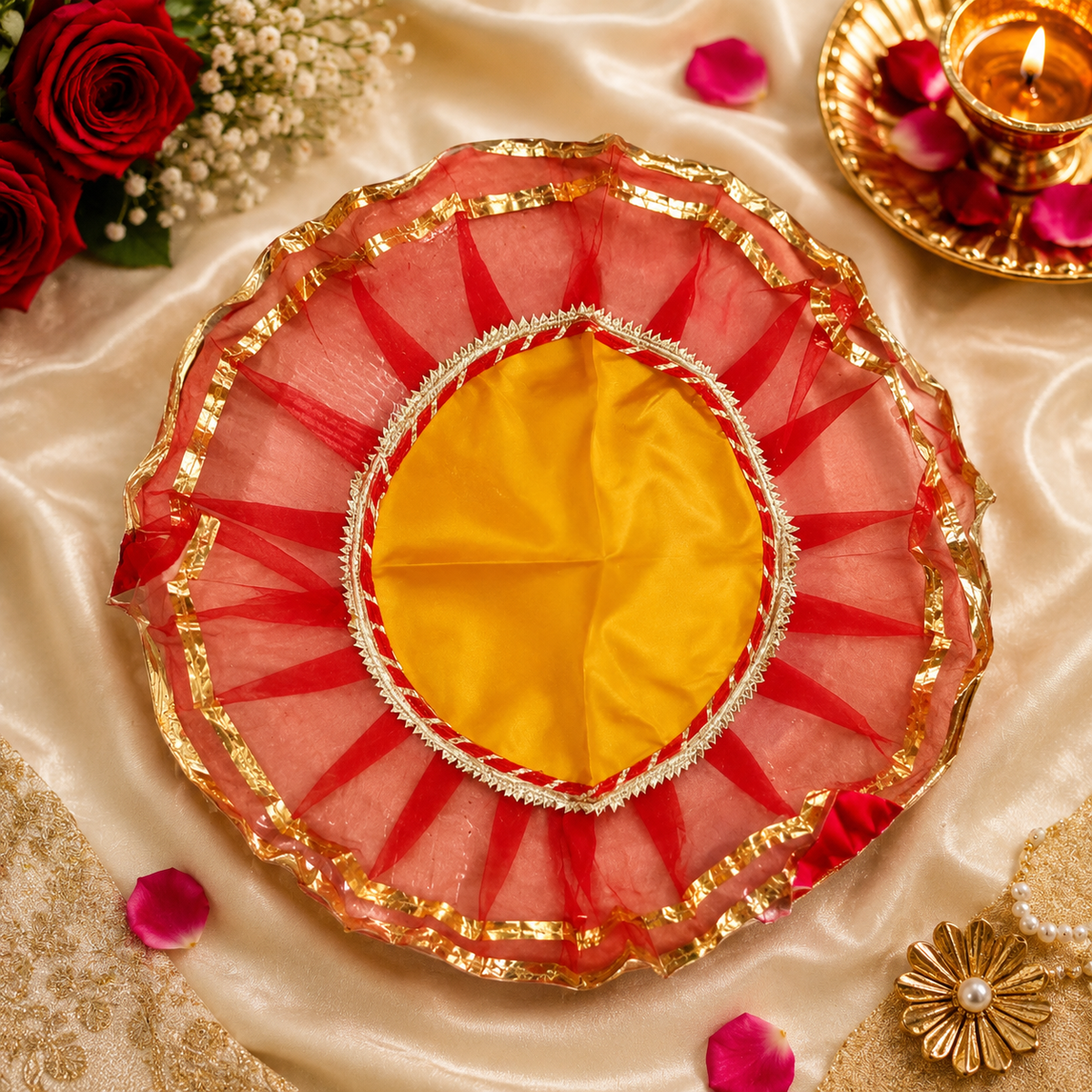 Traditional Gota Patti Thalposh for wedding