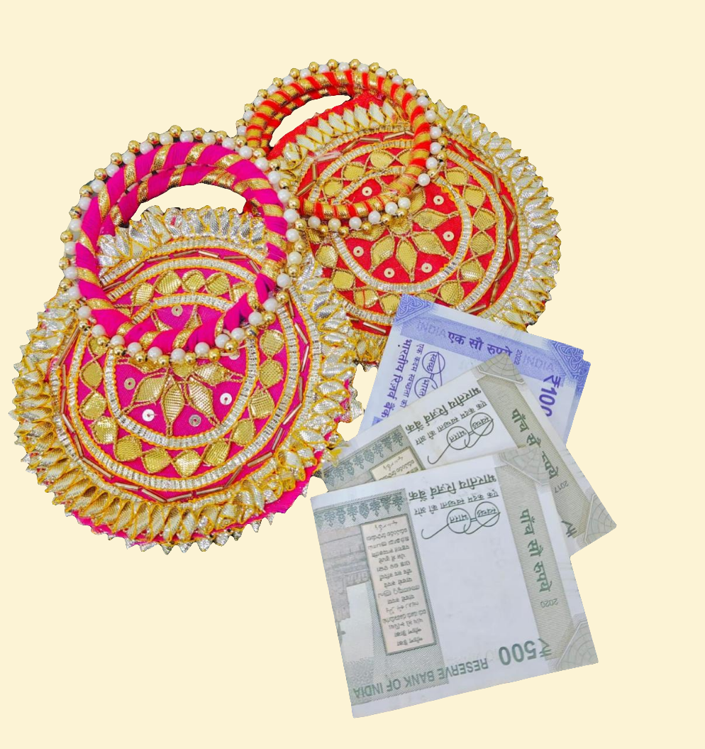 Gota work chudi handle cash envelopes pack of 10 for traditional Indian wedding shagun and festive cash gifting