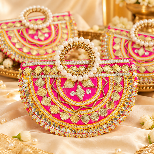 Gota work coin pouch pack of 10 for traditional ginni packing, wedding shagun and ceremonial coin gifting