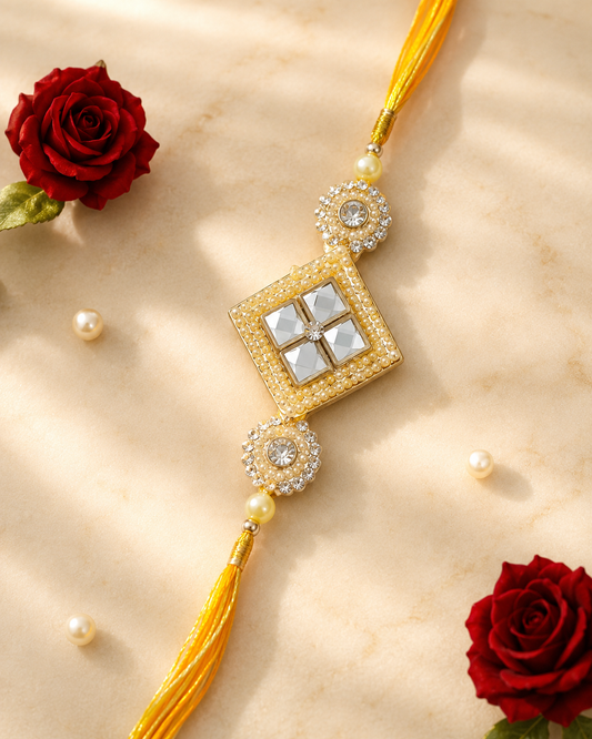 Handcrafted Stone Pearl Rakhi for brother