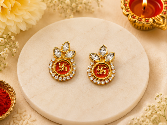 Handcrafted Zardosi Swastik Suun traditional shagun pair