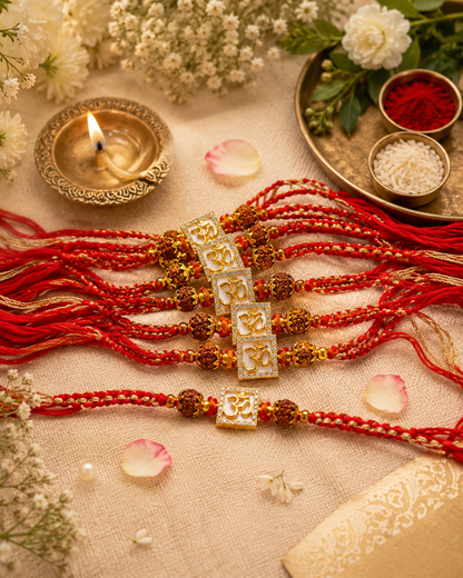 Handmade Spiritual Rudraksha Om Rakhi for Raksha Bandhan