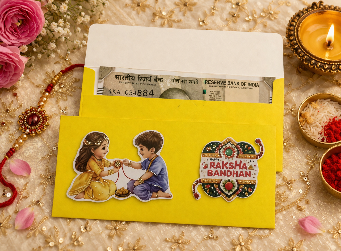 Handmade Shagun Envelope for Cash Gifts, Gift Cards and Traditional Celebrations