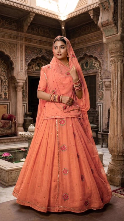 Handwork Rajasthani Poshak in premium Tissue Fabric