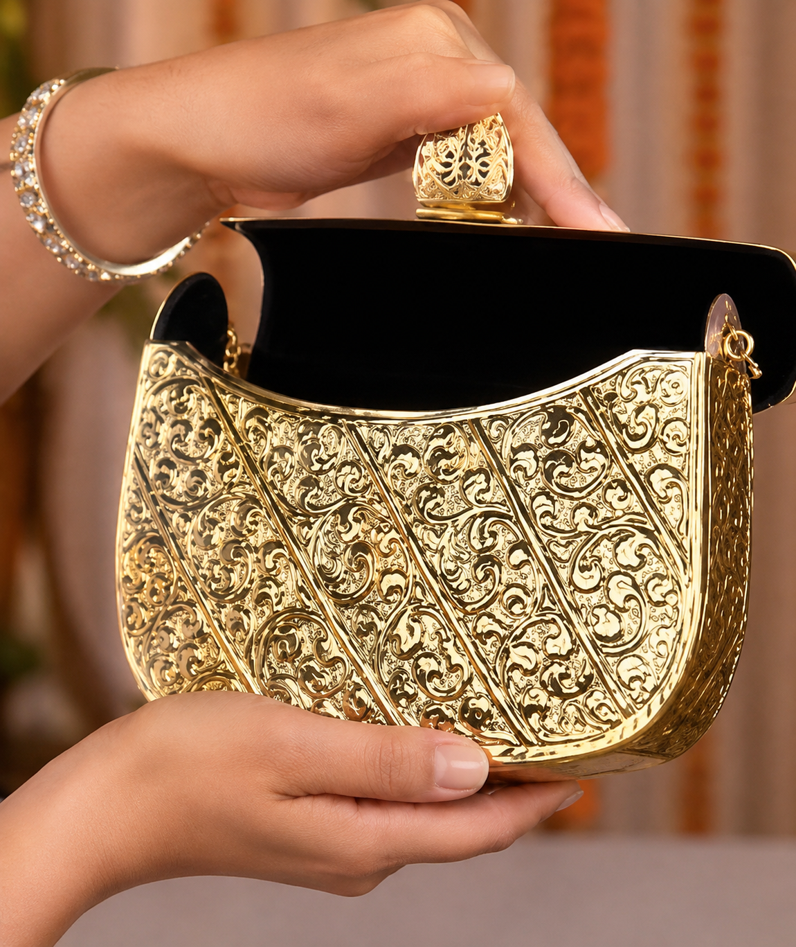 Heritage brass wedding clutch bag for bridal and traditional outfits