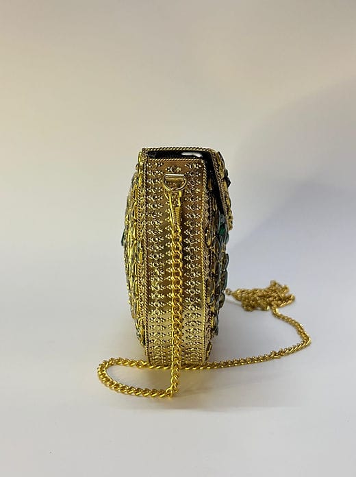 Jadau brass clutch bag for weddings festive occasions and traditional outfits
