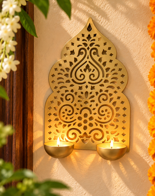 Jharokha Tea Light Holder – Decorative Wall Mounted Diya Holder & Wall Decor