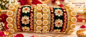 Karwa Chauth Special Red Green Gold Traditional Chuda Set
