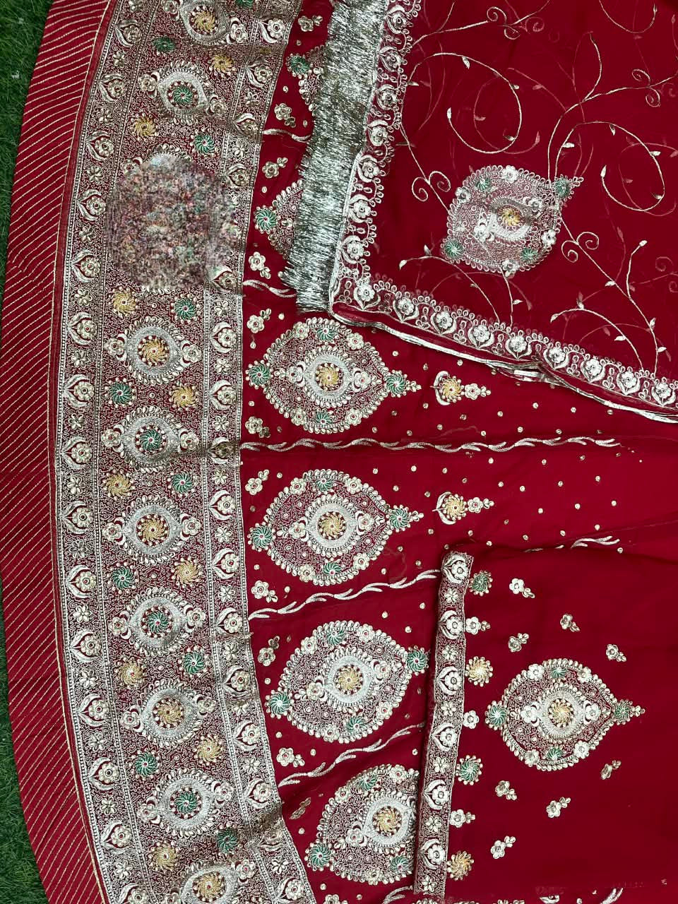 Karwa Chauth Rajasthani Poshak with heavy Kurti Galla and Astin work