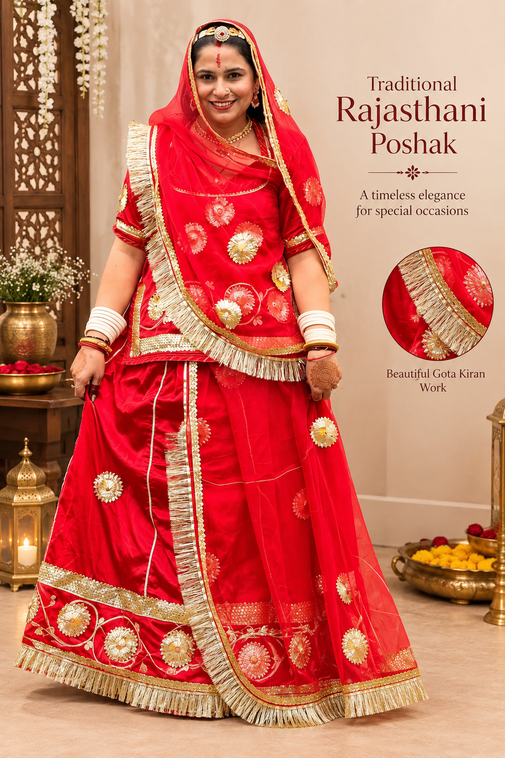 Karwa Chauth special Rajasthani Poshak with Gota Kiran work