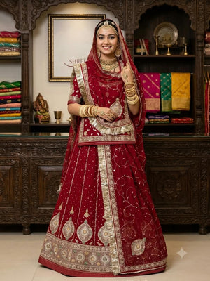 Karwa Chauth Special Rajasthani Poshak – Royal Georgette Red Unstitched Traditional Wear (CODE:SHP)