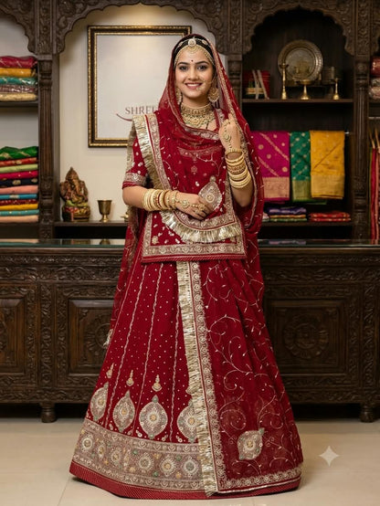 Karwa Chauth Rajasthani Poshak in bright red Royal Georgette fabric
